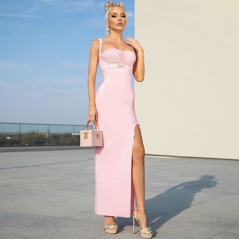 Sweetheart Neck High Slit Sleeveless ...